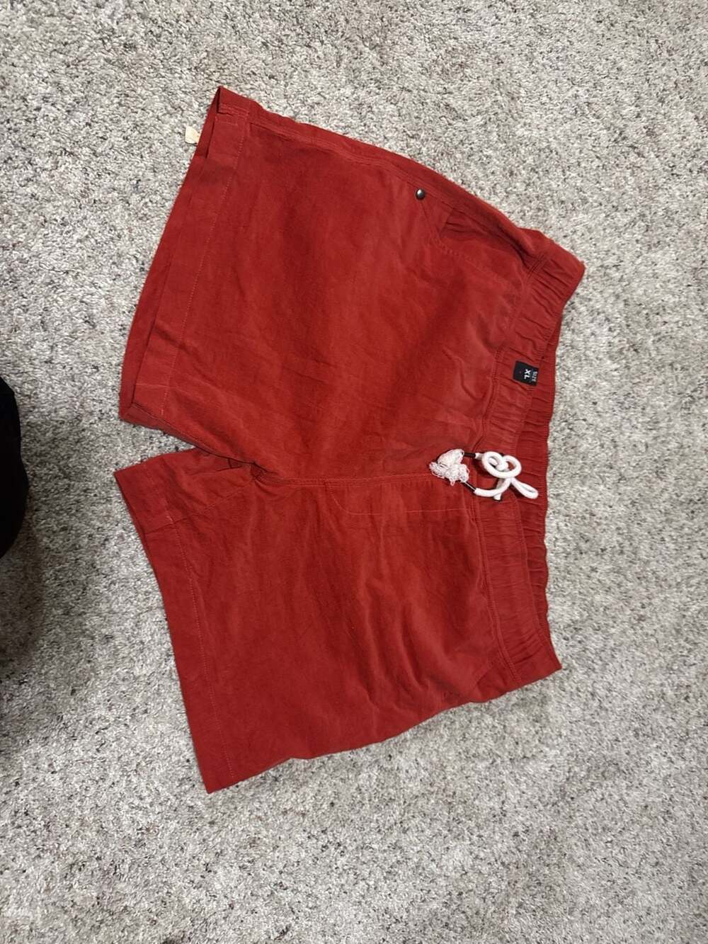 Waggle Red Canvas Drawstring Elastic Waist Shorts Size XL